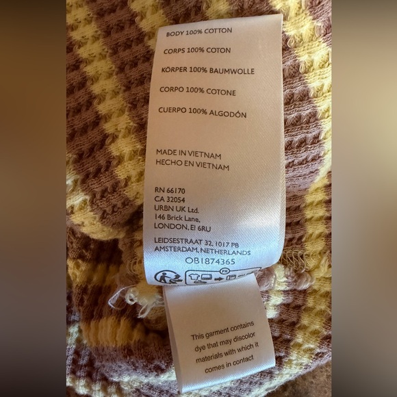 We The Free Pretty Little Thermal Long Sleeve Top Size Small Yellow Brown - Picture 11 of 13